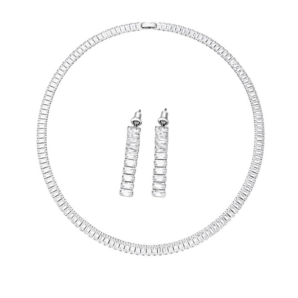 Baguette Simulated Diamond Tennis Necklace - Picture 3 of 10